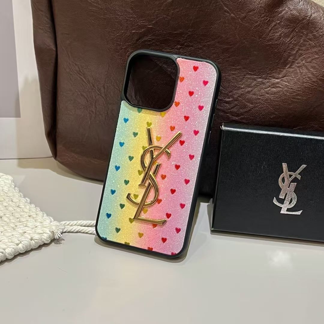 YSL Electroplated Monogram Label Shiny Apple iPhone Cases mysite