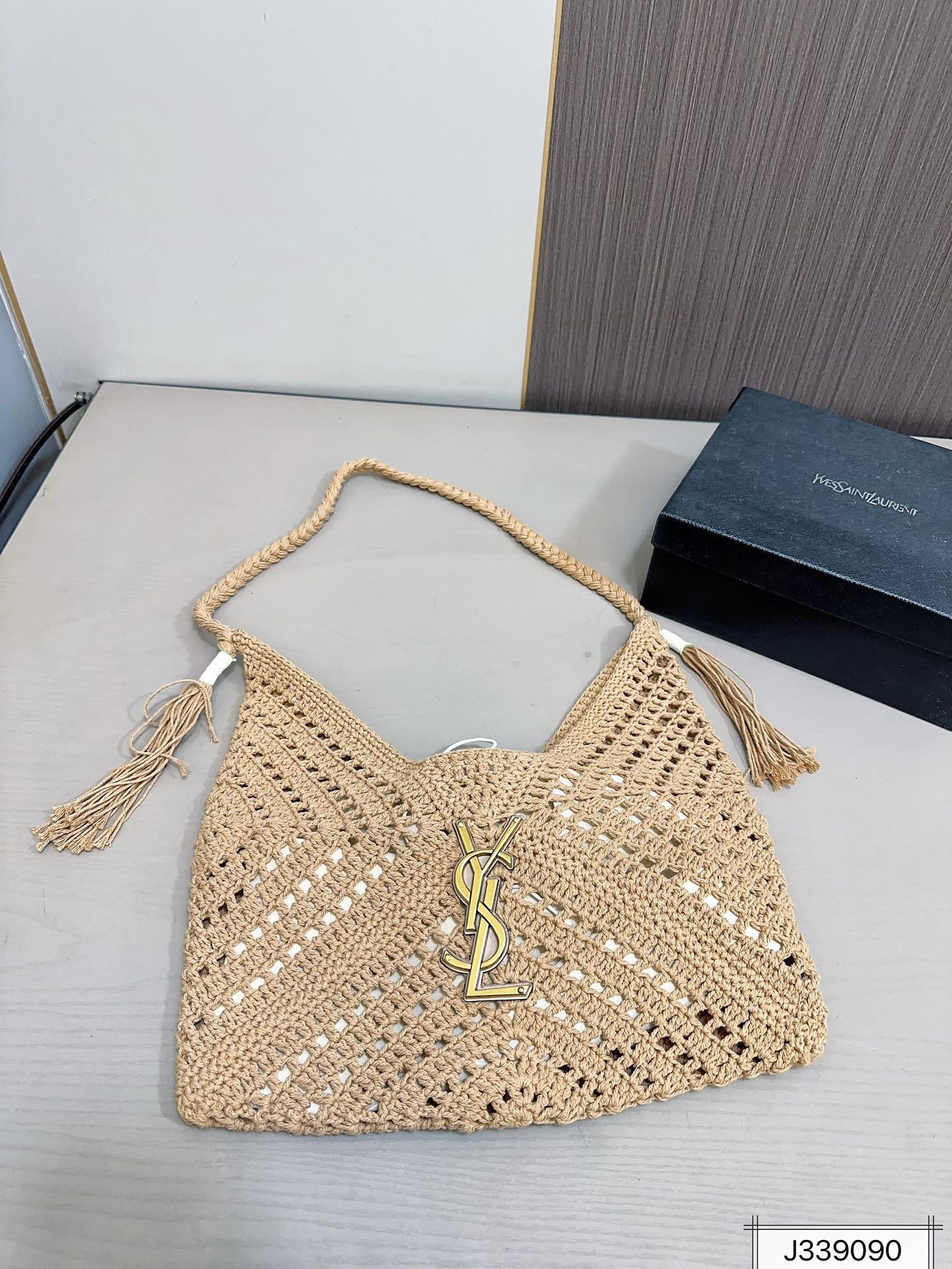 SAINT LAURENT YSL Raffia Tote Bag Beach Casual 37x22cm mysite