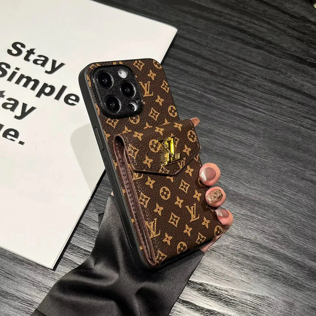 Luxury Card Holder Canvas Leather Apple iPhone Cases mysite