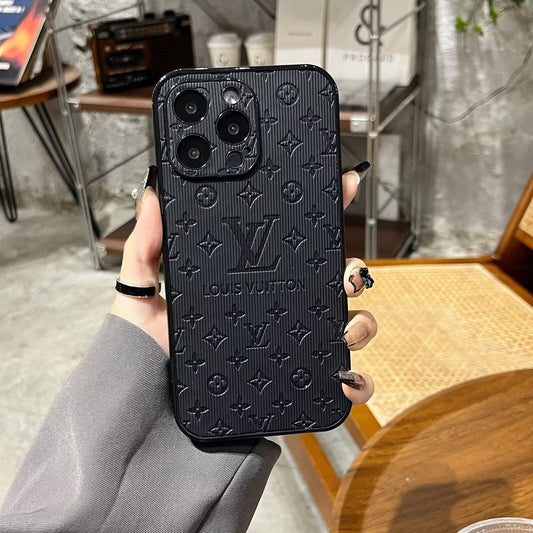 3D Monogram Embossed Leather  Case for iPhones mysite