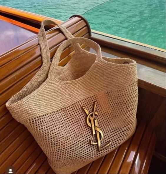SAINT LAURENT YSL Raffia Icare Tote Bag mysite