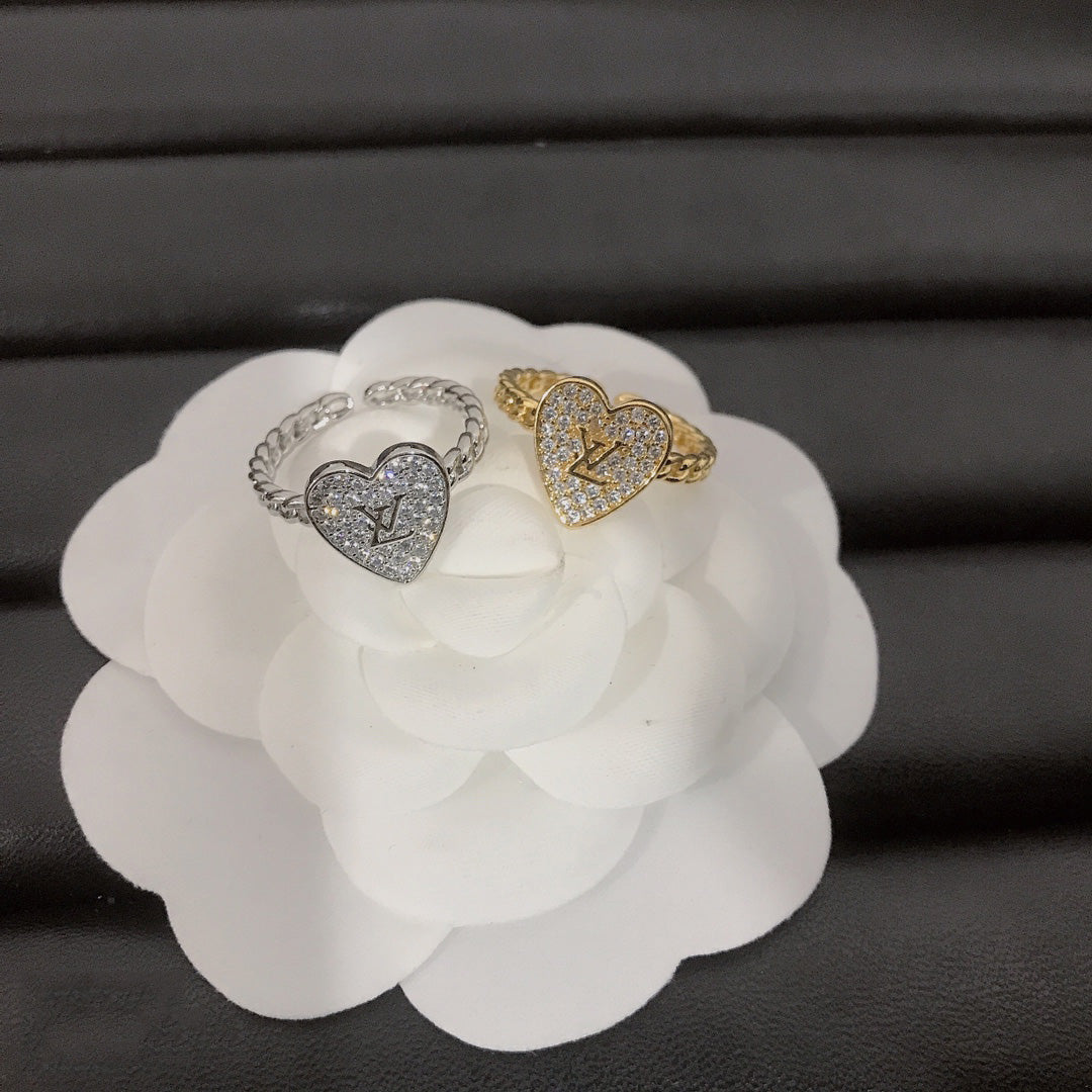 Fashion Diamond Heart Open Ring mysite