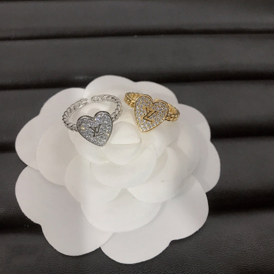 Fashion Diamond Heart Open Ring mysite