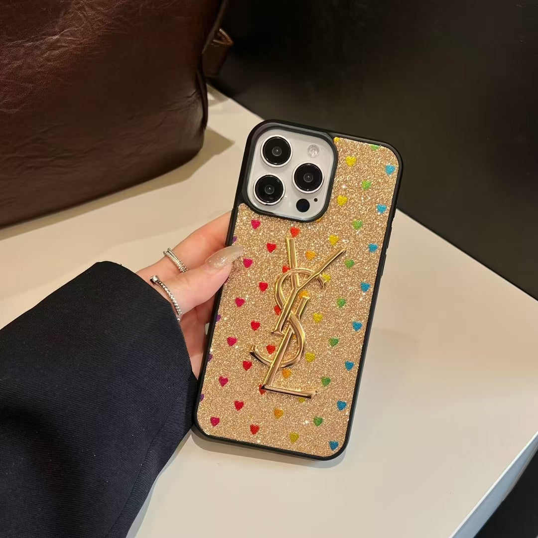 YSL Electroplated Monogram Label Shiny Apple iPhone Cases mysite