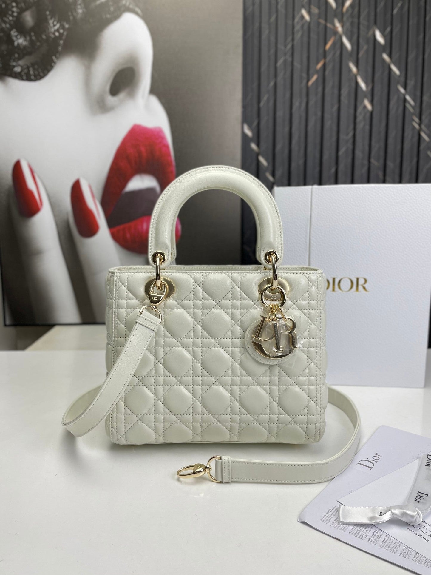 Dior Lady Medium White Bag 24cm mysite