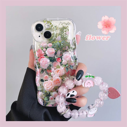 Fresh Pink Flowers With Wristband For iPhone Case mysite