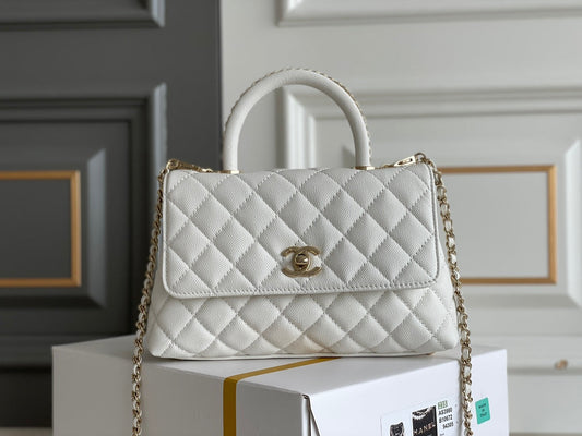 Chanel Coco Handle White Bag - 24x14x10cm mysite
