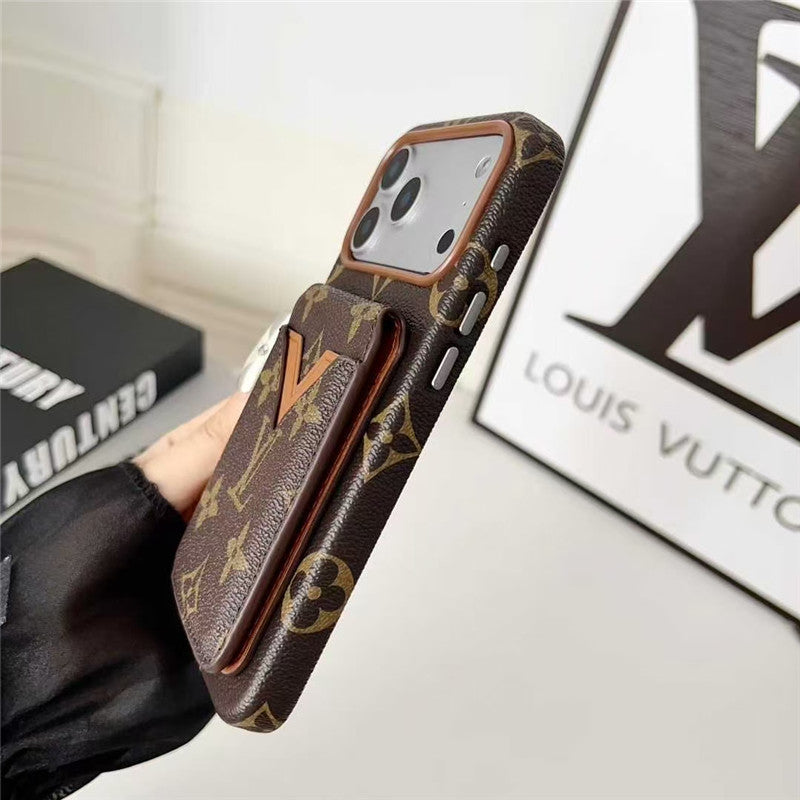 Lv Leather Card Holder Phone Case For iPhone 17 / 16 / 15 / 14/ 13s mysite