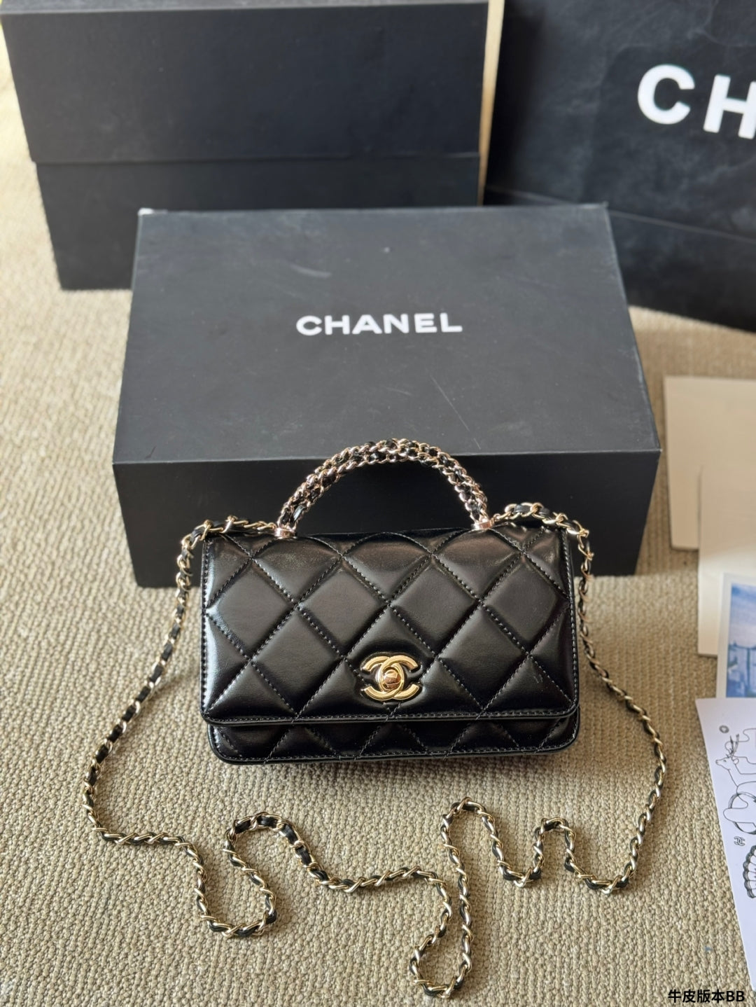 Chanel 24B WOC Top Handle in Black Shiny Lambskin GHW mysite