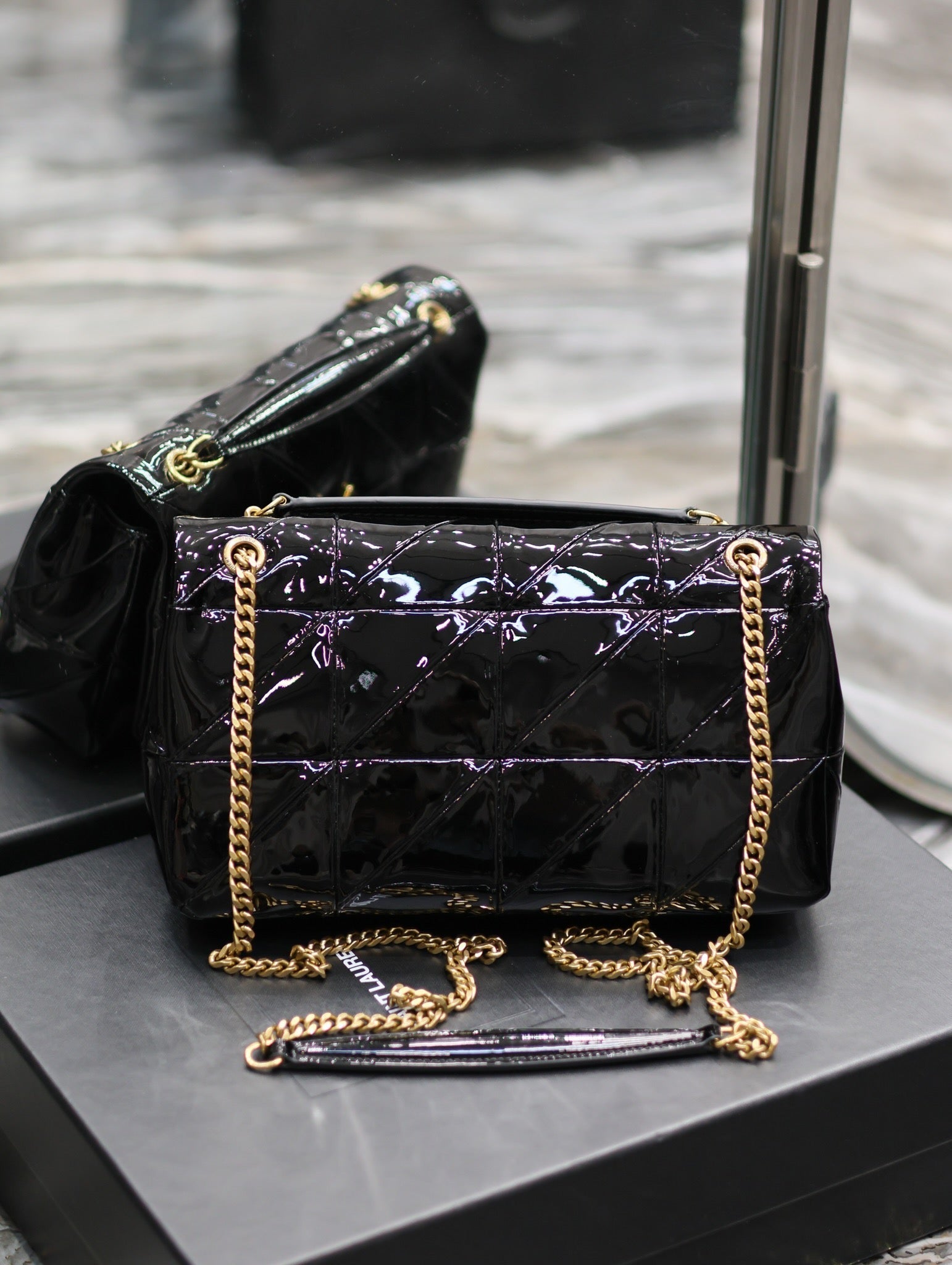 YSL Jaime Patent Black Bag - 25x15x7.5cm mysite