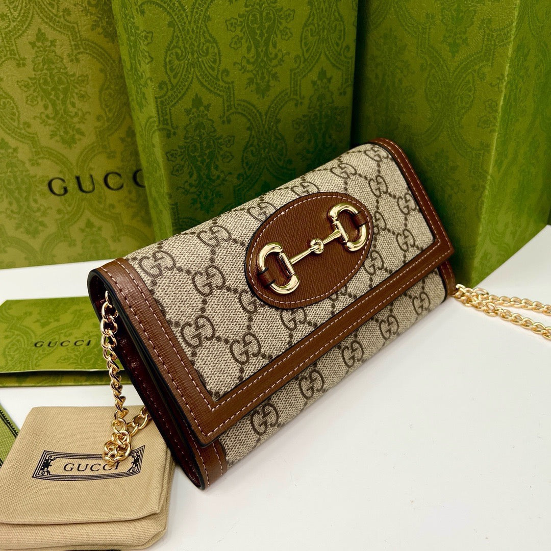 GUCCI Brown Saddle Buckle Handbag 19x10.5x3.5cm mysite