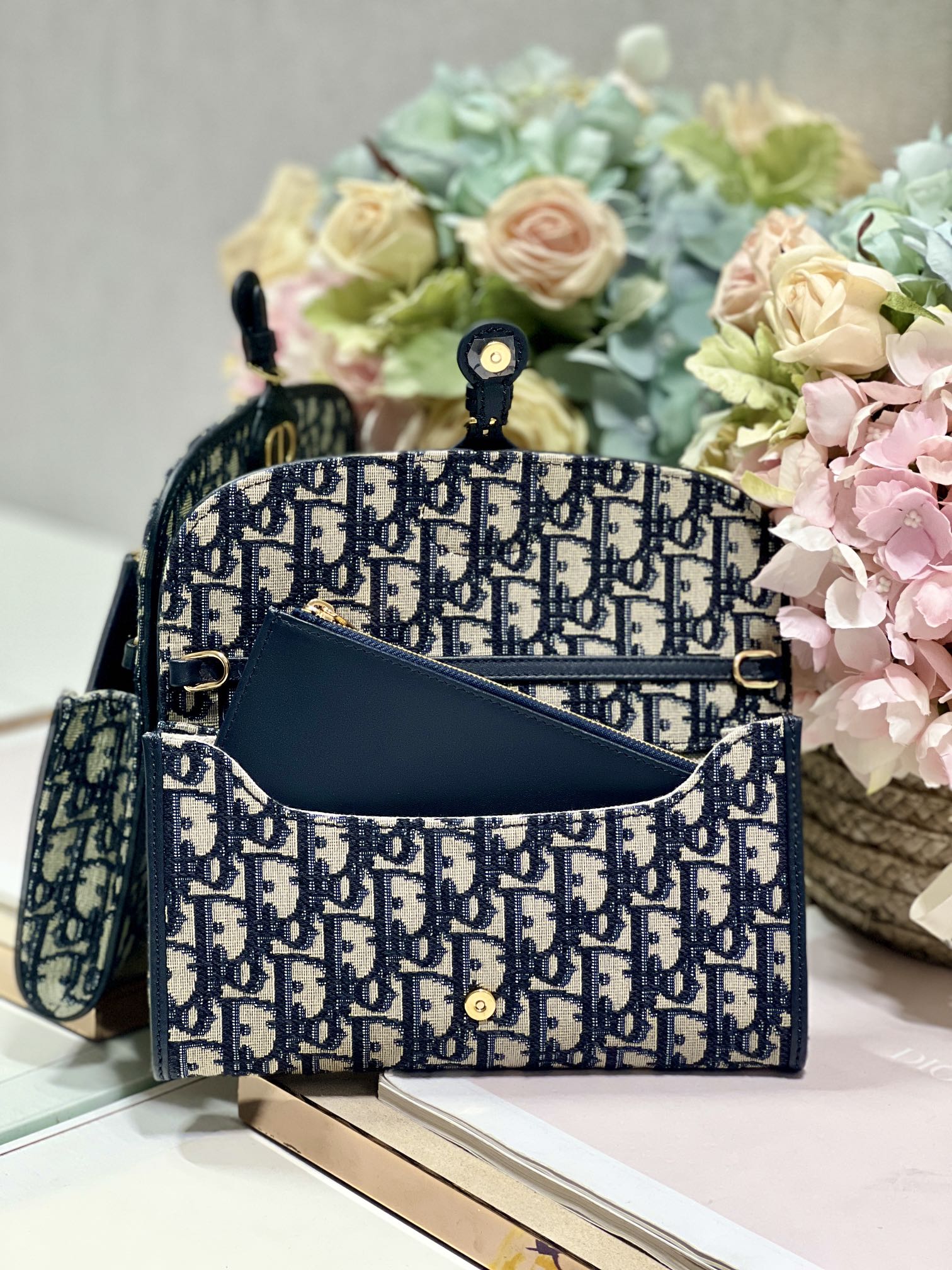 Dior Bobby Wallet on Chain East West Blue Oblique Jacquard - 21.5¡Á12¡Á4cm mysite