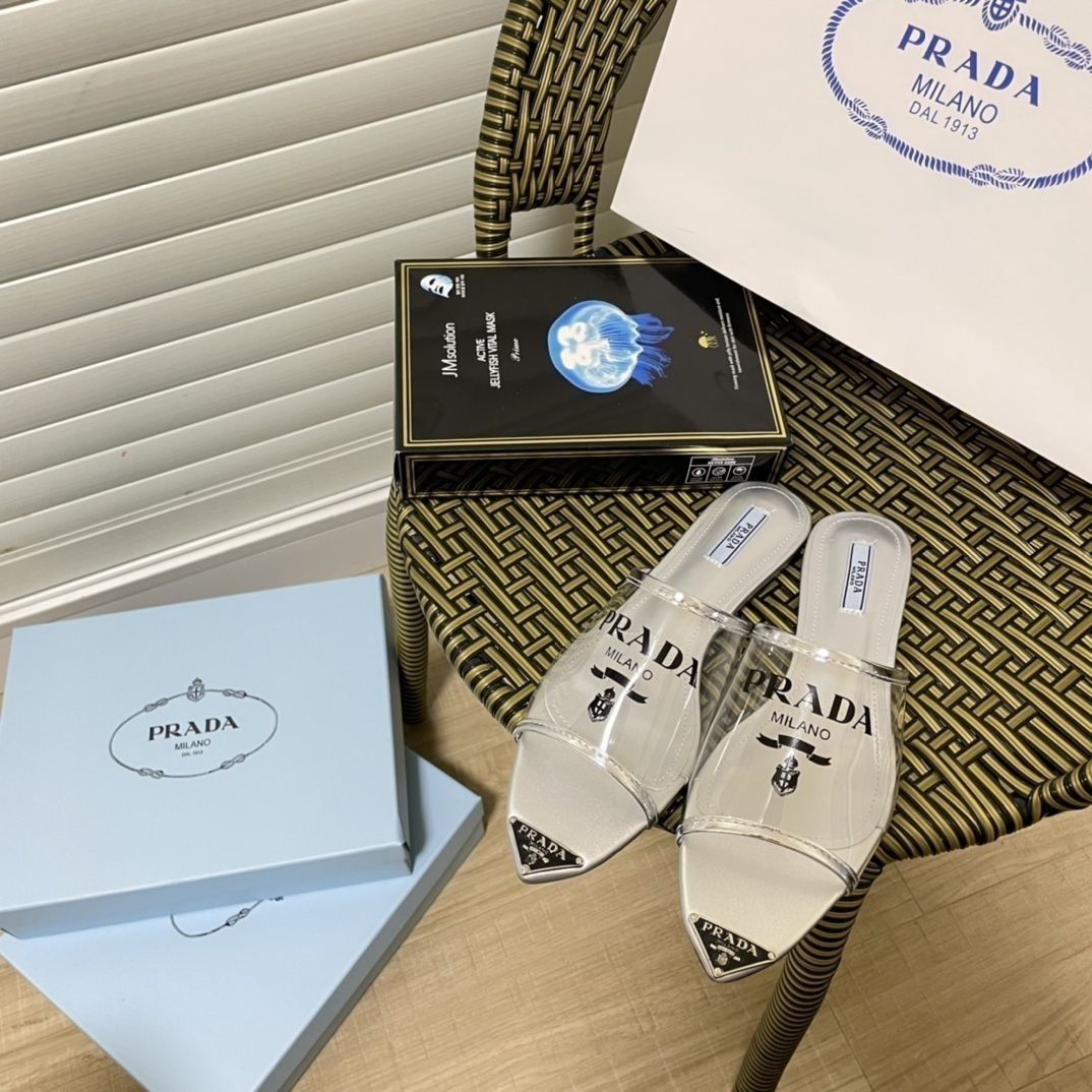 Triangle Logo Transparent Flat Slippers mysite