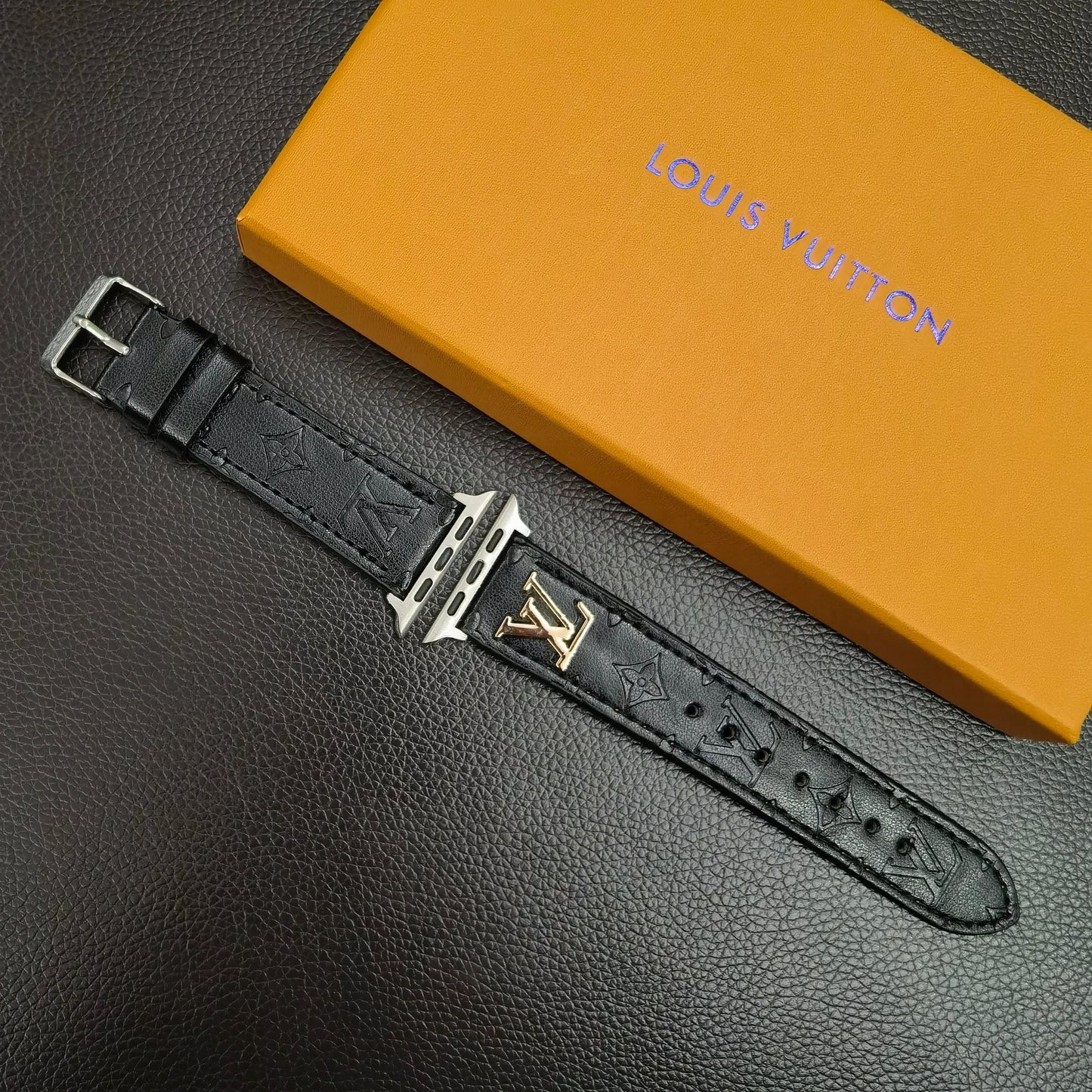 BAND METAL LOGO 3D EMBOSSED MONOGRAM LEATHER APPLE WATCH mysite