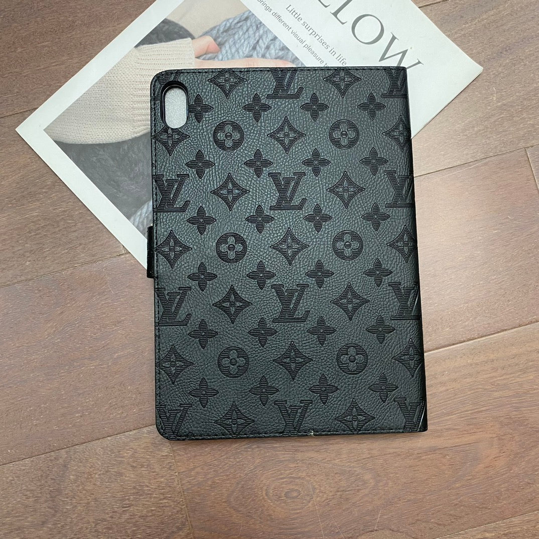 3D Embossed Canvas Monogram Holster Apple iPad Flip Cover With Stand Function mysite