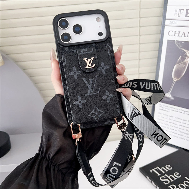 Lv Leather Card Holder Case Crossbody for iPhone 17/ 16/ 15/ 14s mysite