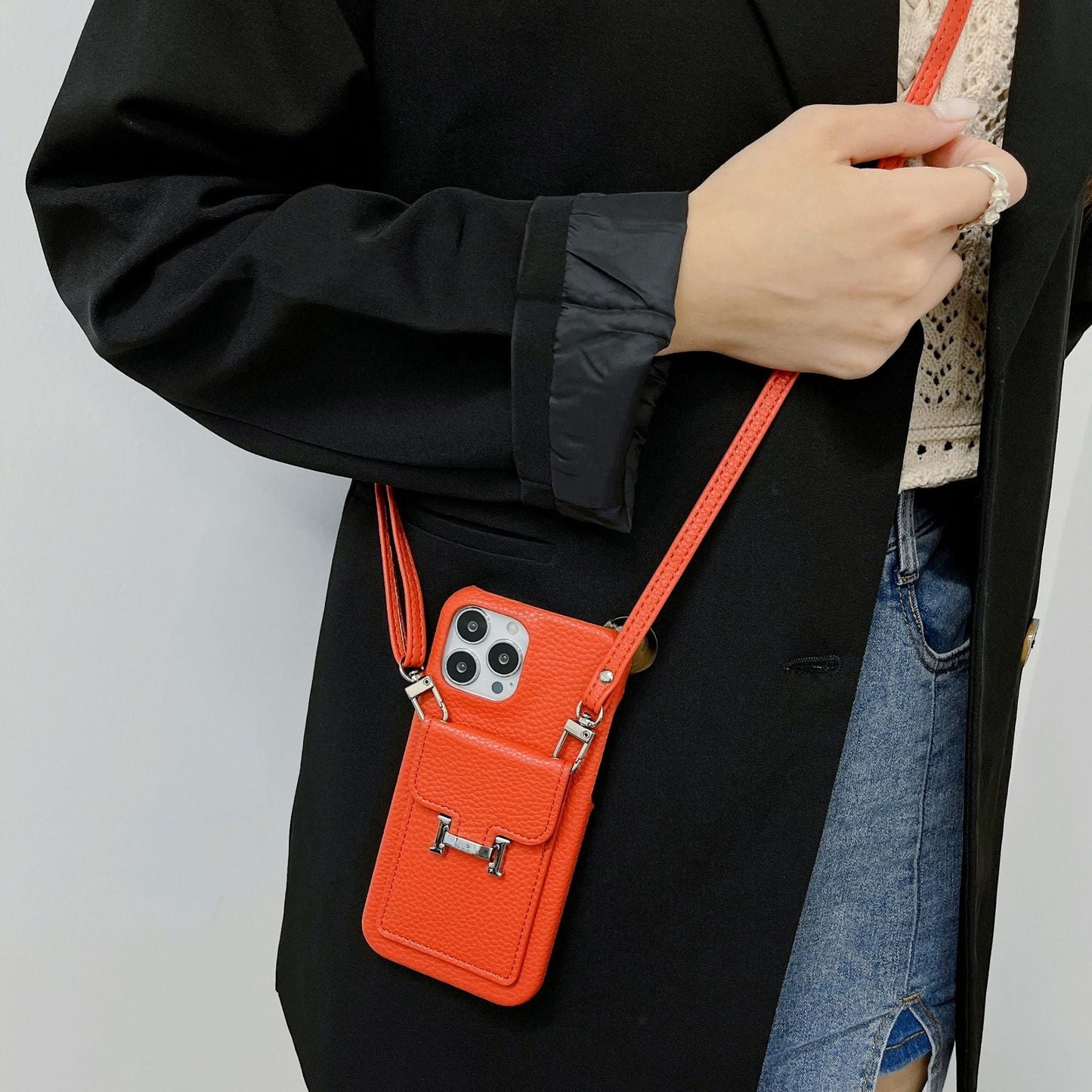 H Card Holder Leather Chain iPhone Case mysite