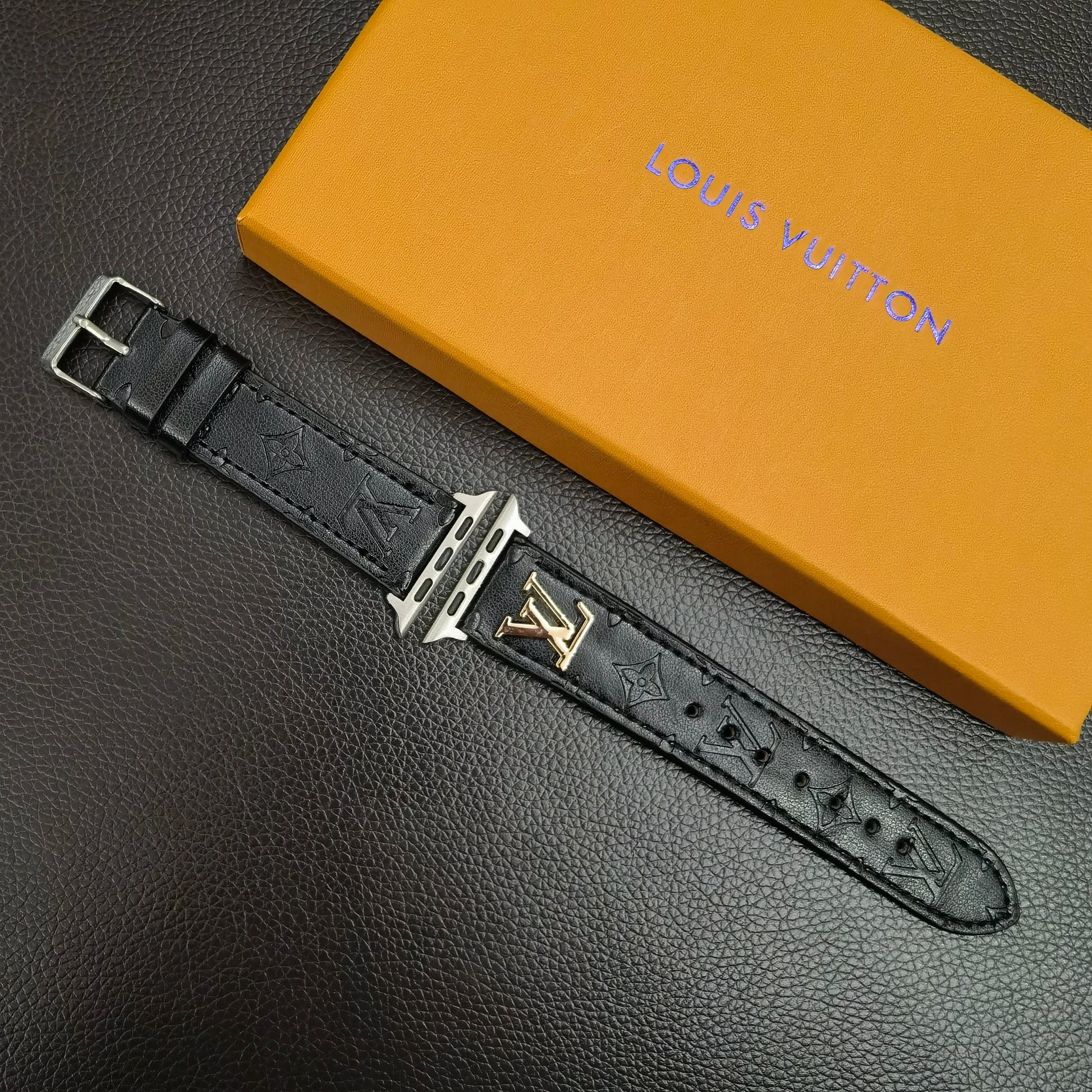 BAND METAL LOGO 3D EMBOSSED MONOGRAM LEATHER APPLE WATCH mysite