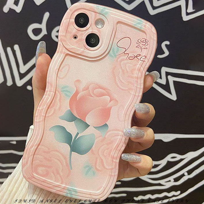 Oil Pink Rose With Wristband & Bracket For iPhone Case mysite