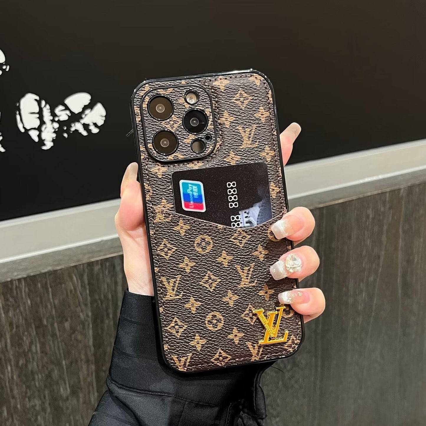 CLASSIC CANVAS LEATHER MONOGRAM BACK CARD APPLE PHONE CASEs mysite