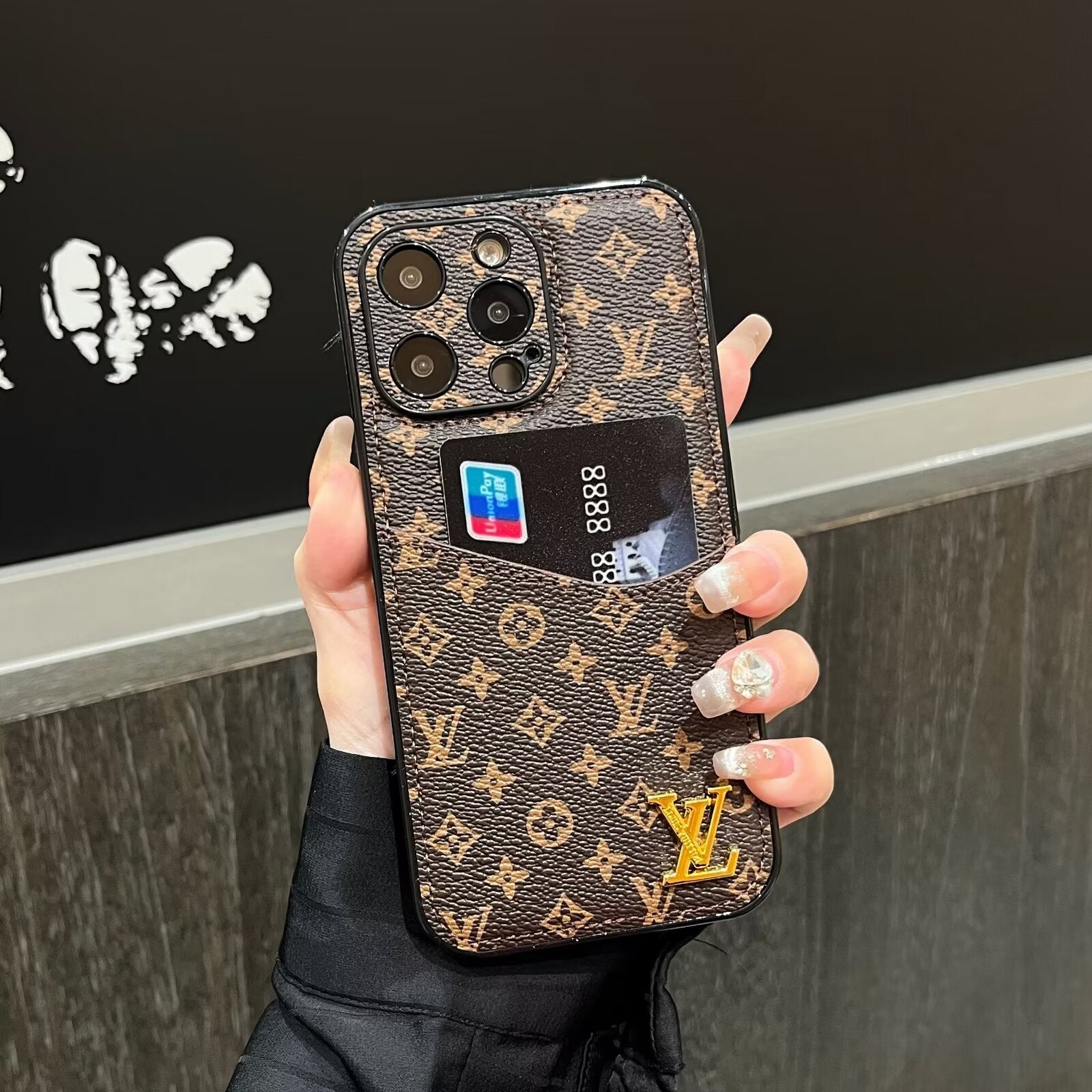 CLASSIC CANVAS LEATHER MONOGRAM BACK CARD APPLE PHONE CASEs mysite