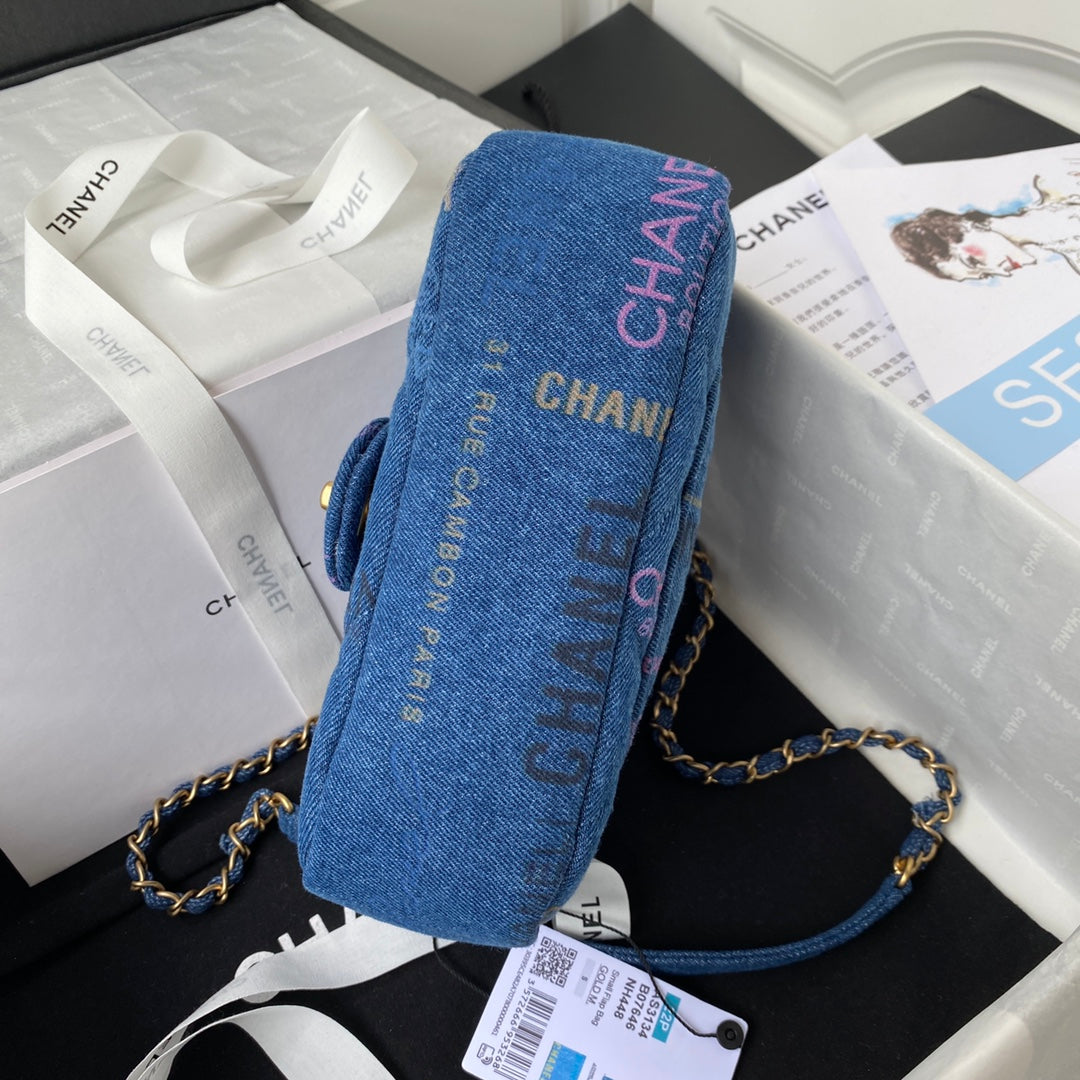 CHANEL  Small Flap Bag Blue Denim AS3134 - 23 x 14 x 8cm mysite