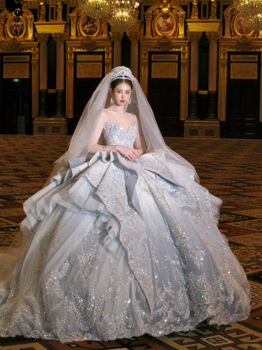 Gorgeous Shiny Beaded Sequined Sweetheart Design A-Line Wedding Dress Ball Gown Prom Dress Evening Dress TP4228s mysite