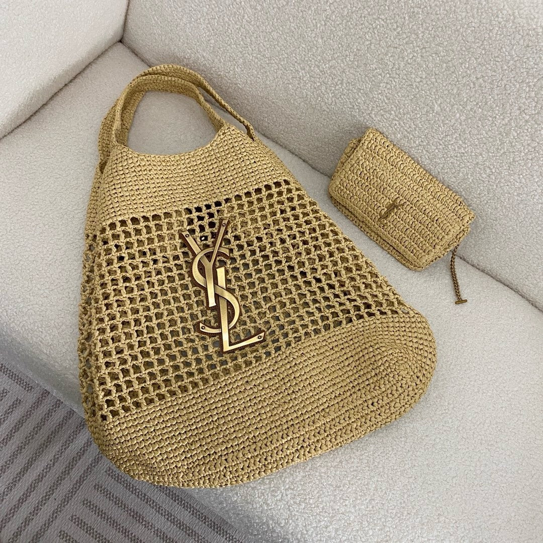 SAINT LAURENT YSL Raffia Icare Tote Bag mysite