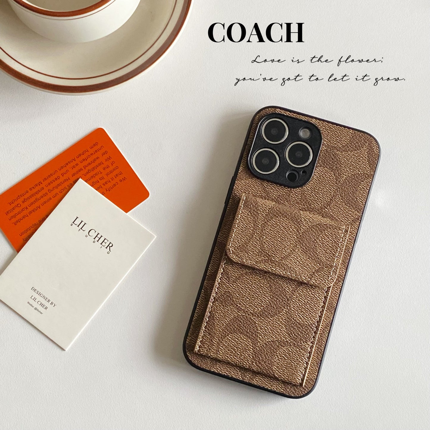 Coach iPhone Case With  Wallet Light Brown-HP240513 mysite