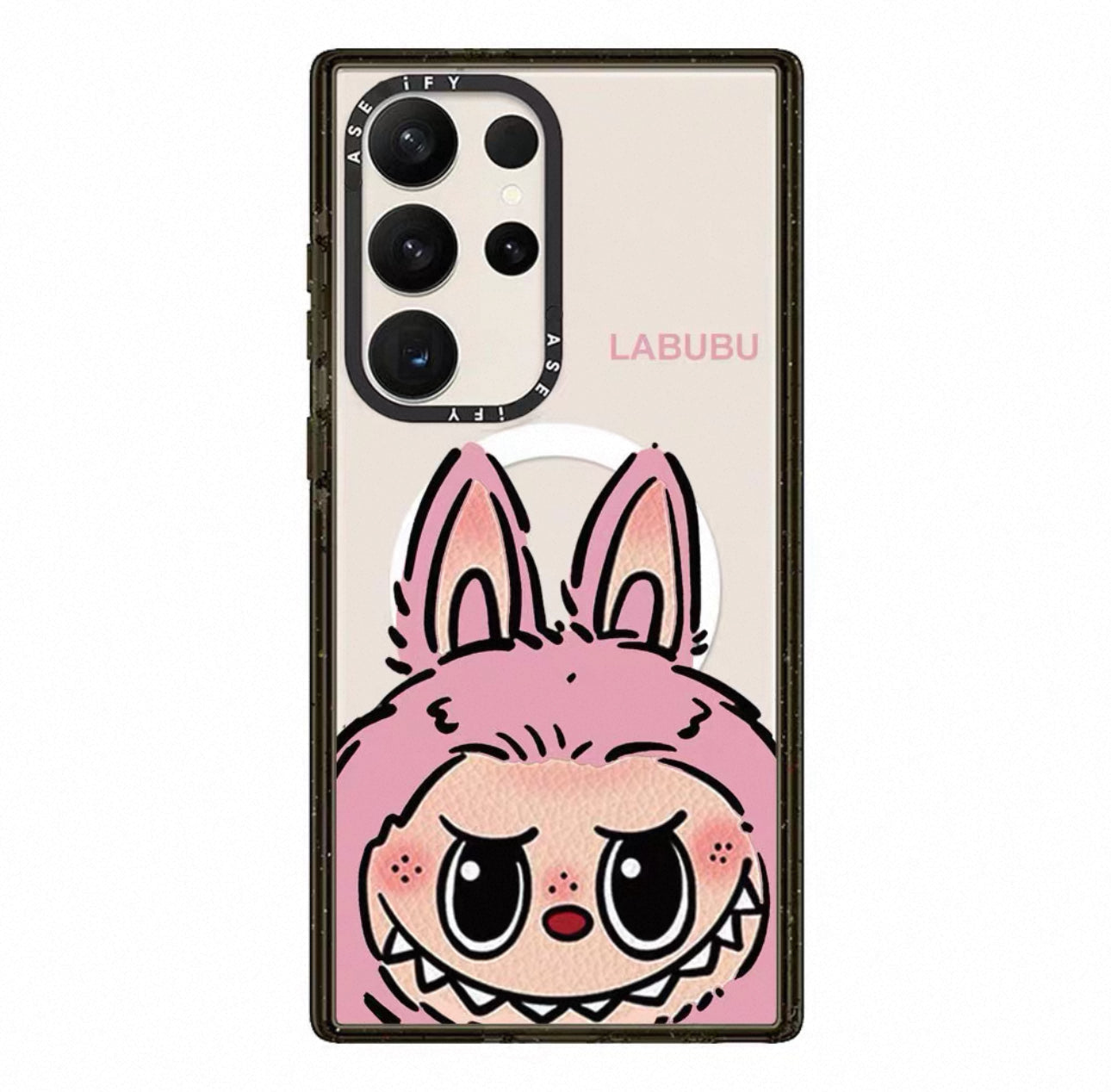 Cute Cartoon Labubu | Big Head Pink Brown - Phone Case Samsung Galaxy S25 S24 S23 S22 Ultras mysite