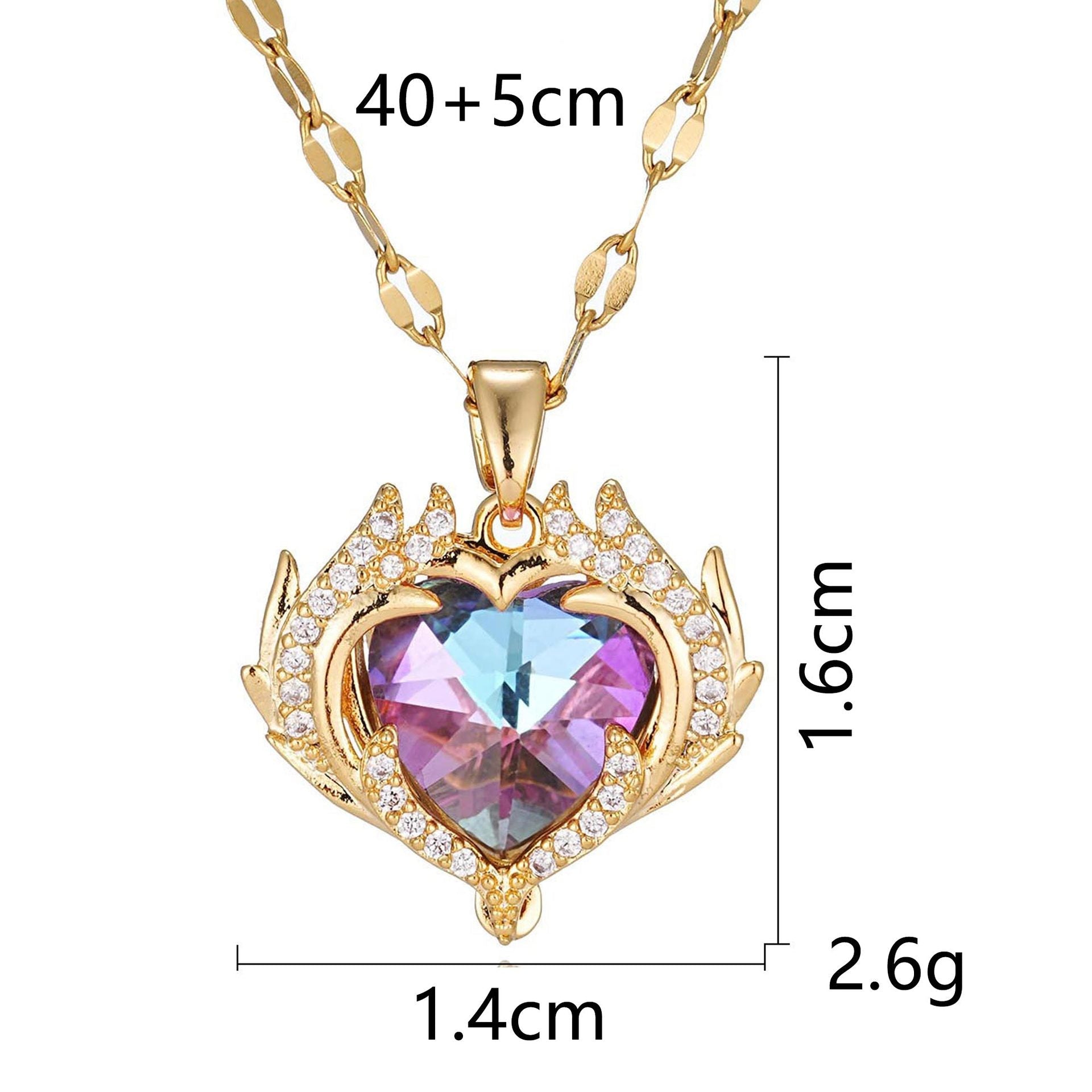 French Luxe Red Heart Pendant Necklace – Dainty Glamour with Full Rhinestones accessories mysite