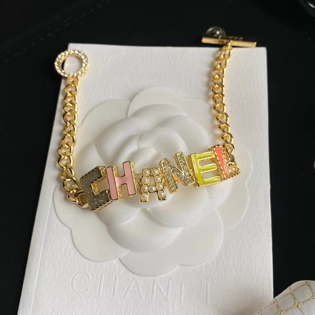 Fashion Colorful Crystal Letter Necklace and Bracelet mysite