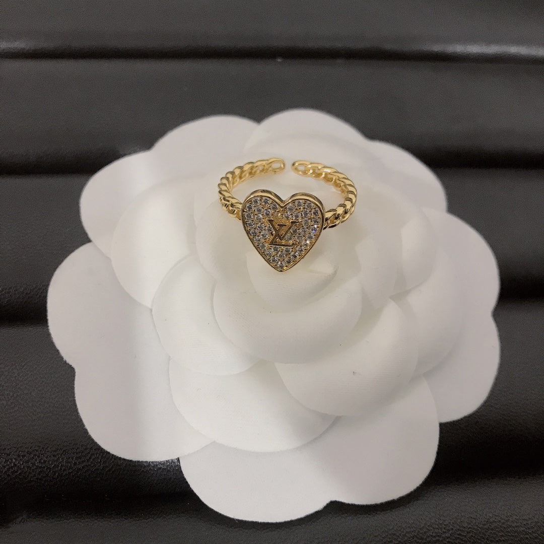 Fashion Diamond Heart Open Ring mysite