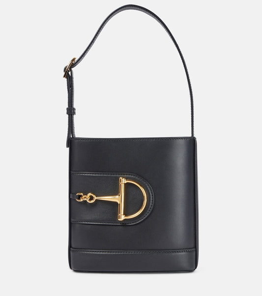GUCCI small horsebit embellished leather bucket bag mysite