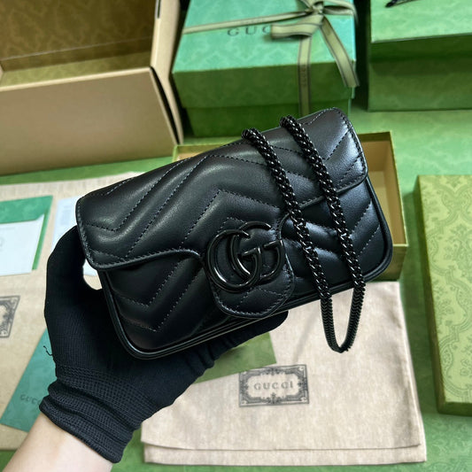 GUCCI  GG Marmont Belt Bag In Black 476433 Size 16.5x10x4.4 cm mysite
