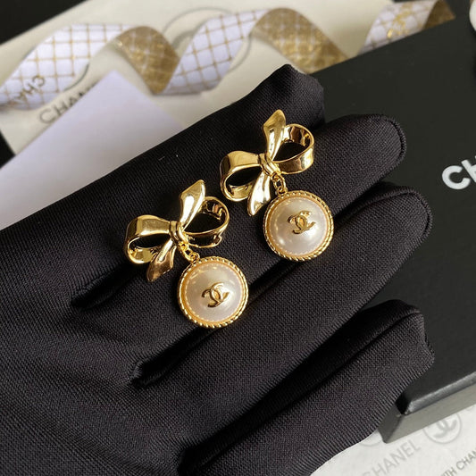 Bow Knot Pearl Drop Earrings mysite