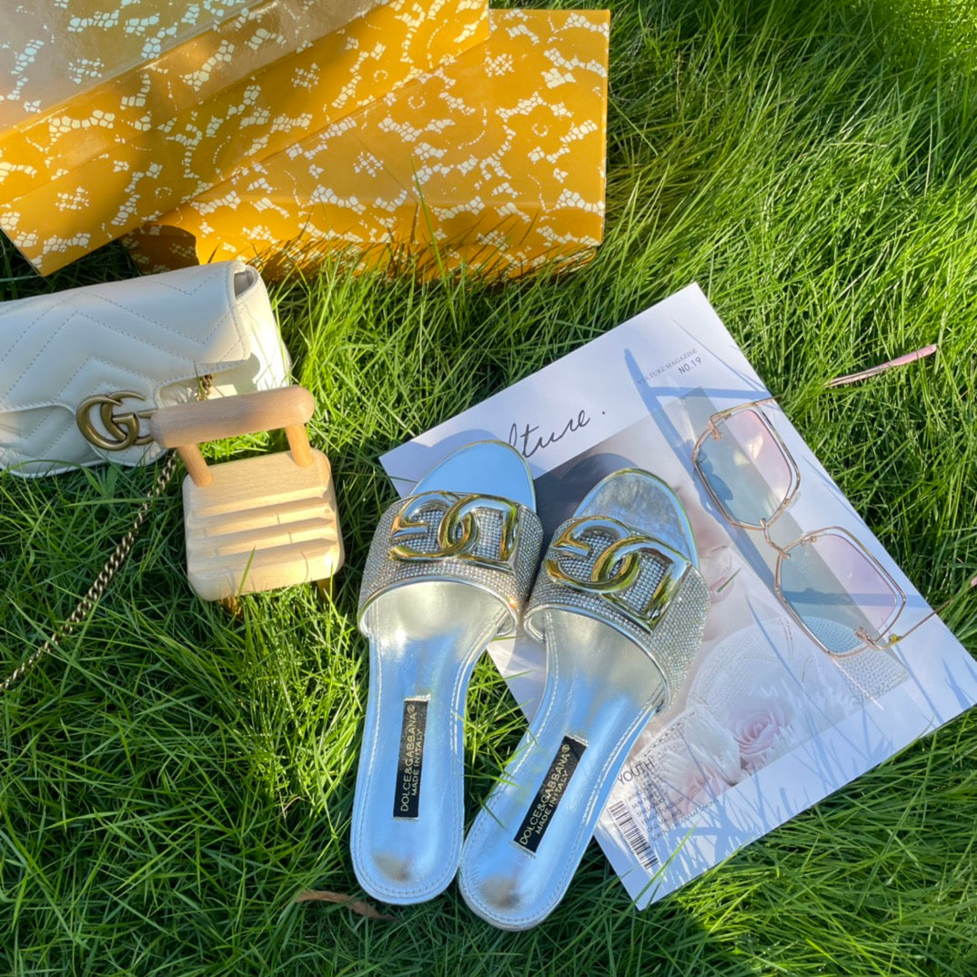 Metal Buckle Rhinestone Slippers mysite