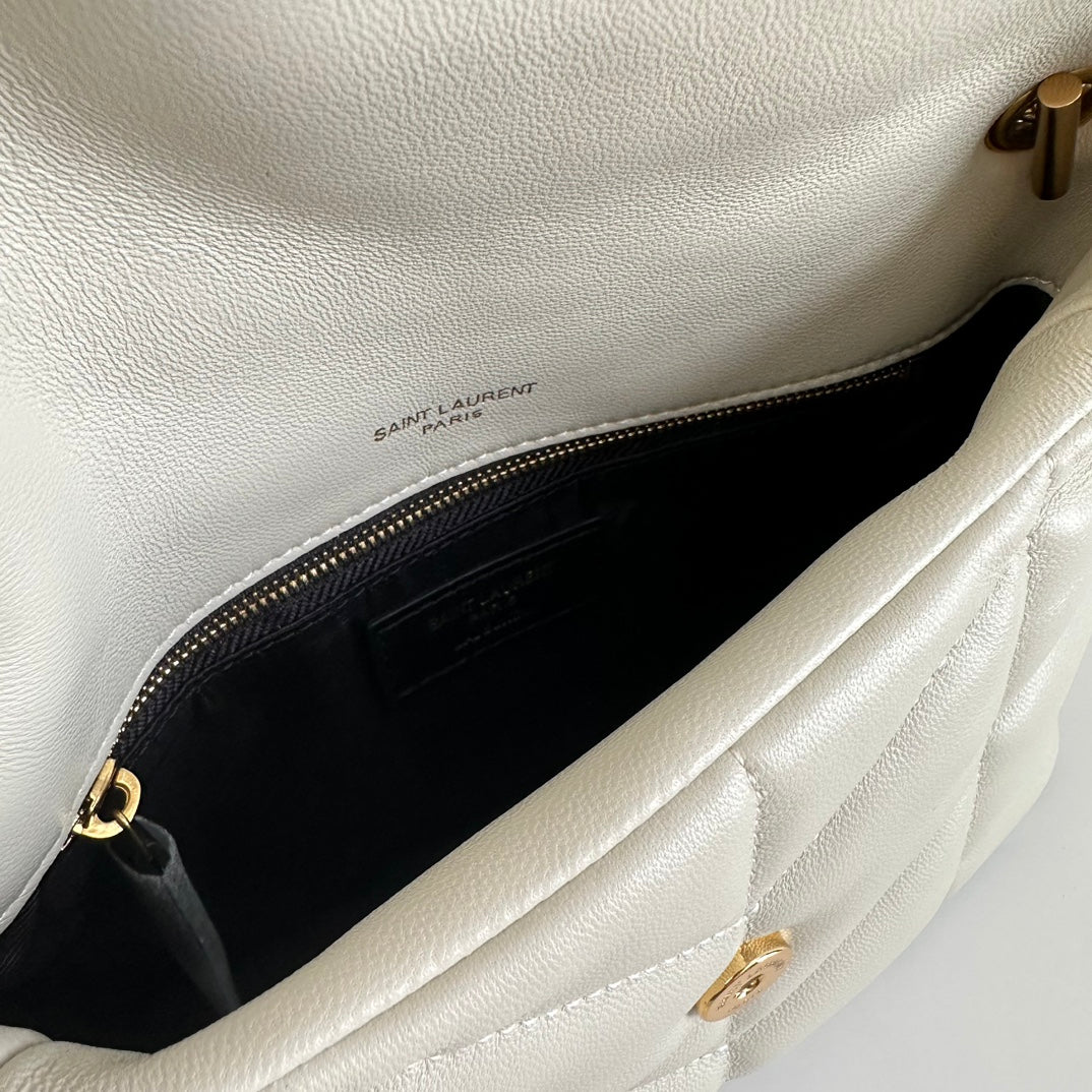YSL  Loulou Puffer Toy Bag In Quilted Lambskin White Size 23x15.5x8.5 mysite