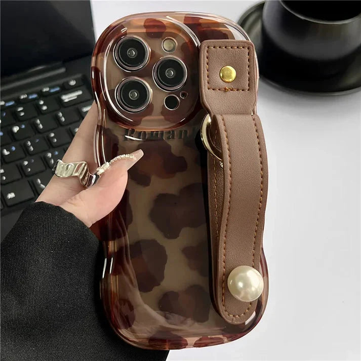 BROWN LEOPARD PRINT LEATHER STRAP IPHONE CASEs mysite