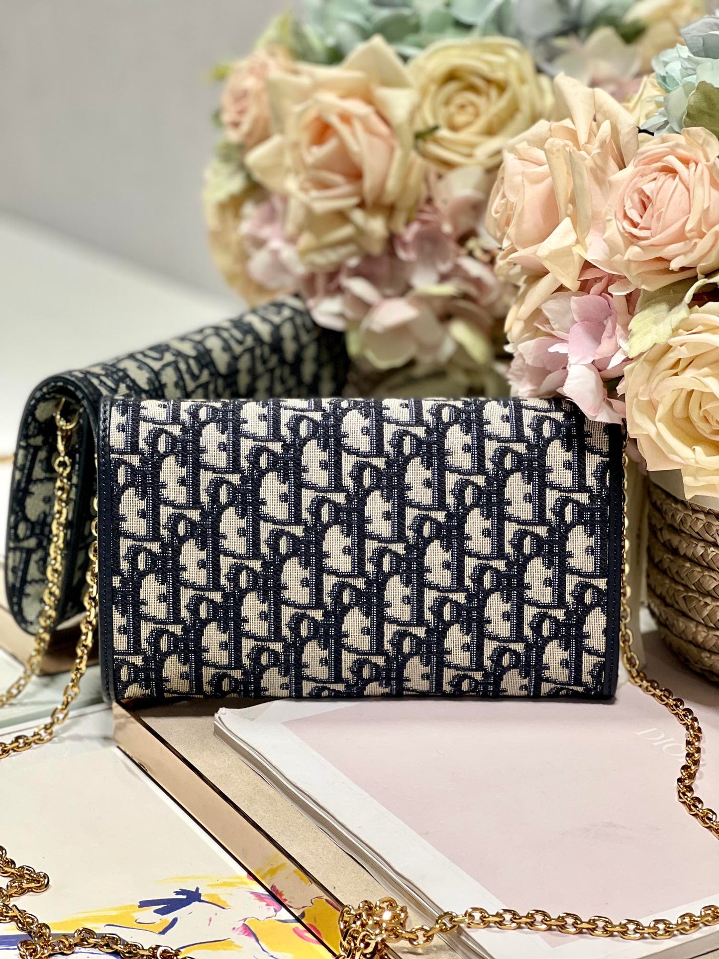 Dior Bobby Wallet on Chain East West Blue Oblique Jacquard - 21.5¡Á12¡Á4cm mysite