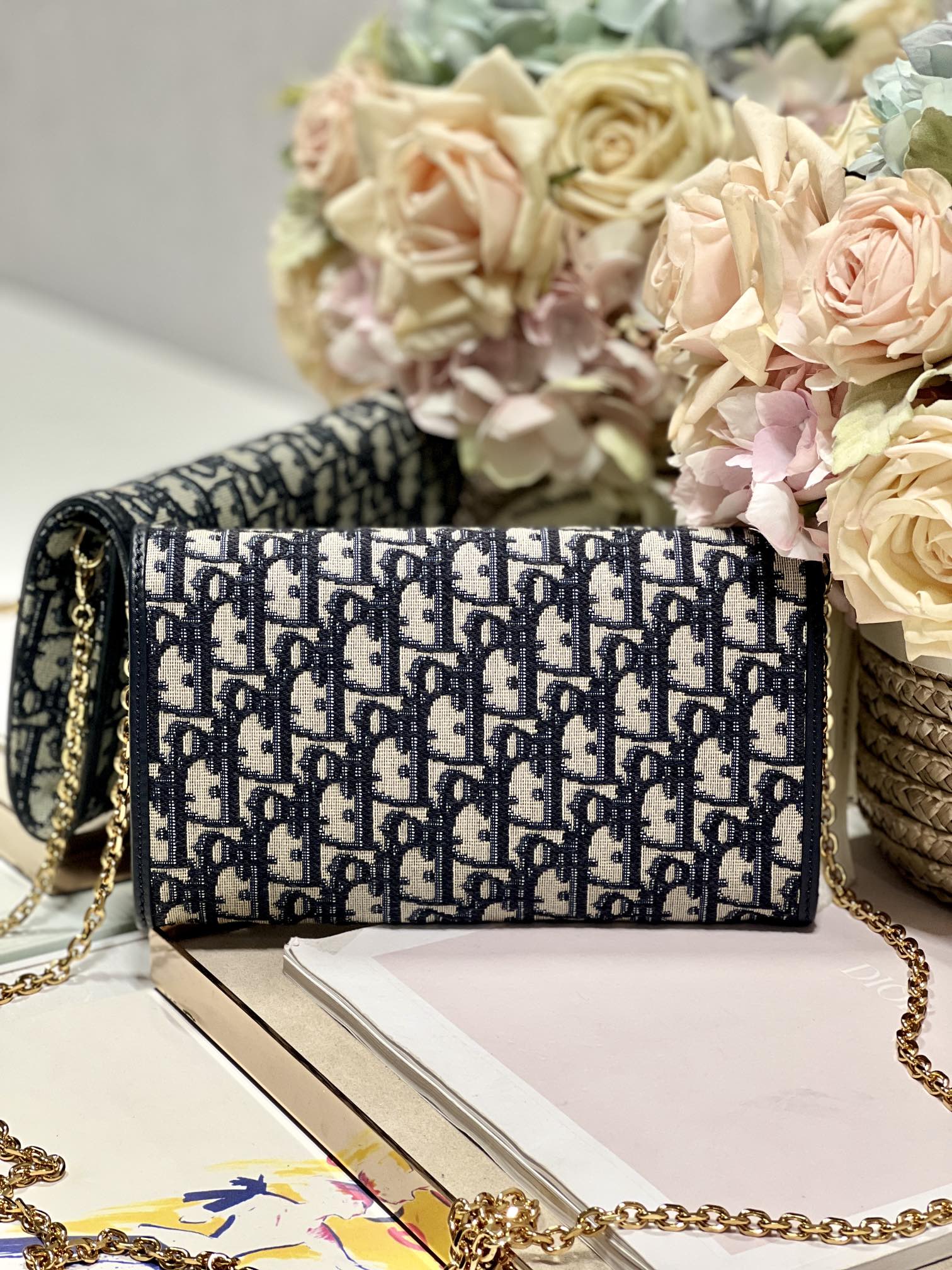 Dior Bobby Wallet on Chain East West Blue Oblique Jacquard - 21.5¡Á12¡Á4cm mysite