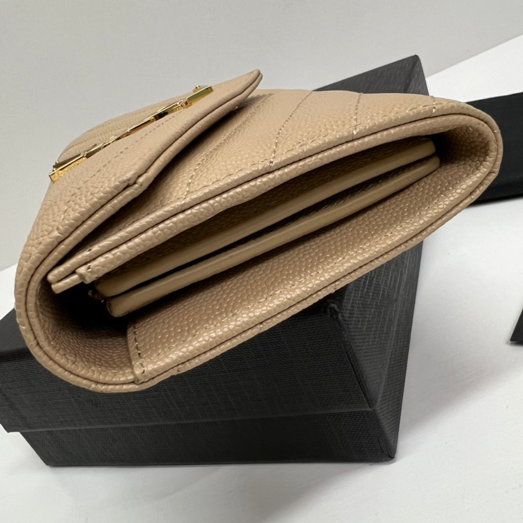 YSL Long Wallet Beige Leather Gold Tone 10772  19cm mysite