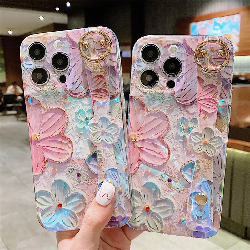 Oil Painting Flower Wristband Holder iPhone Case mysite