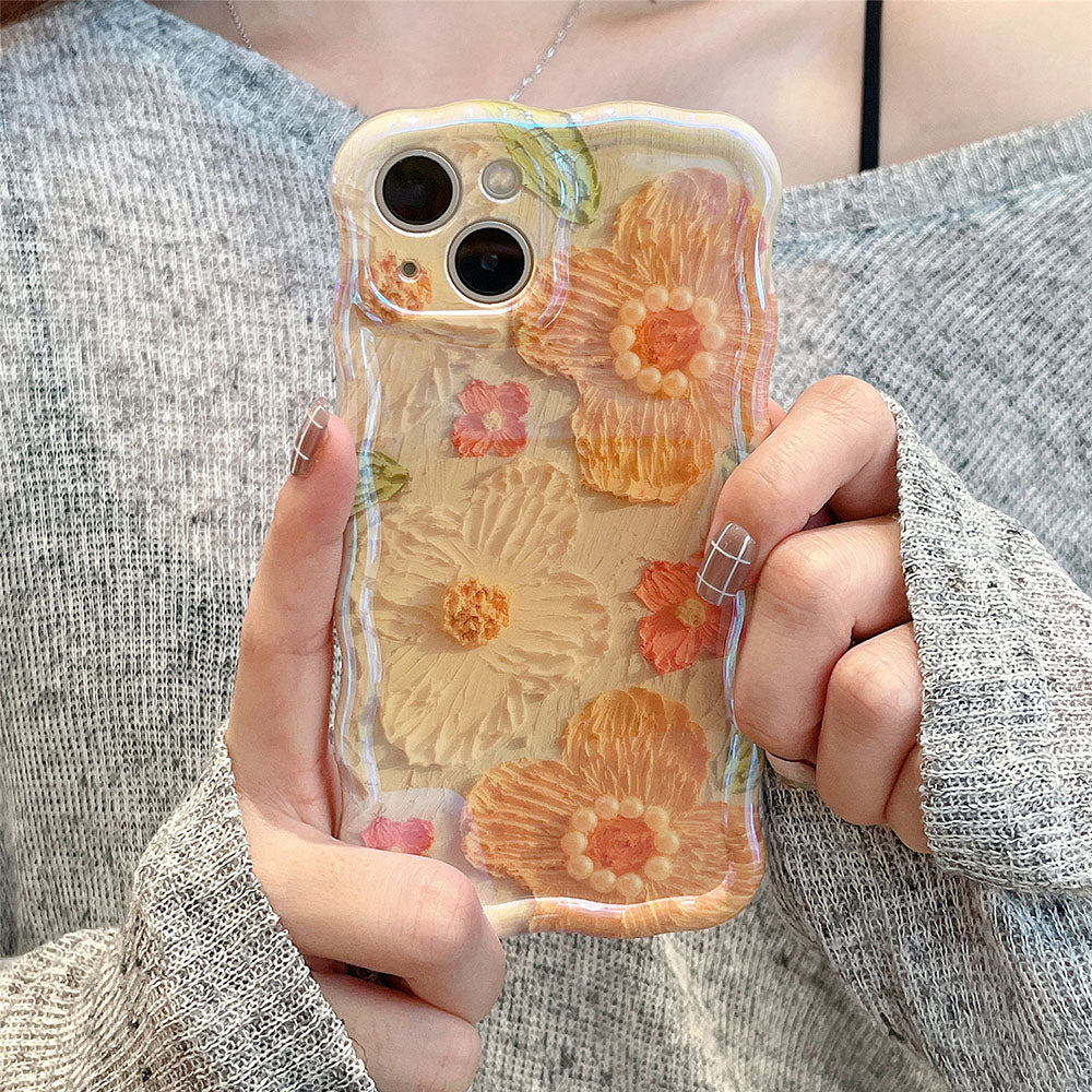 Luxury Pearl Oil Painting Flower iPhone Case mysite