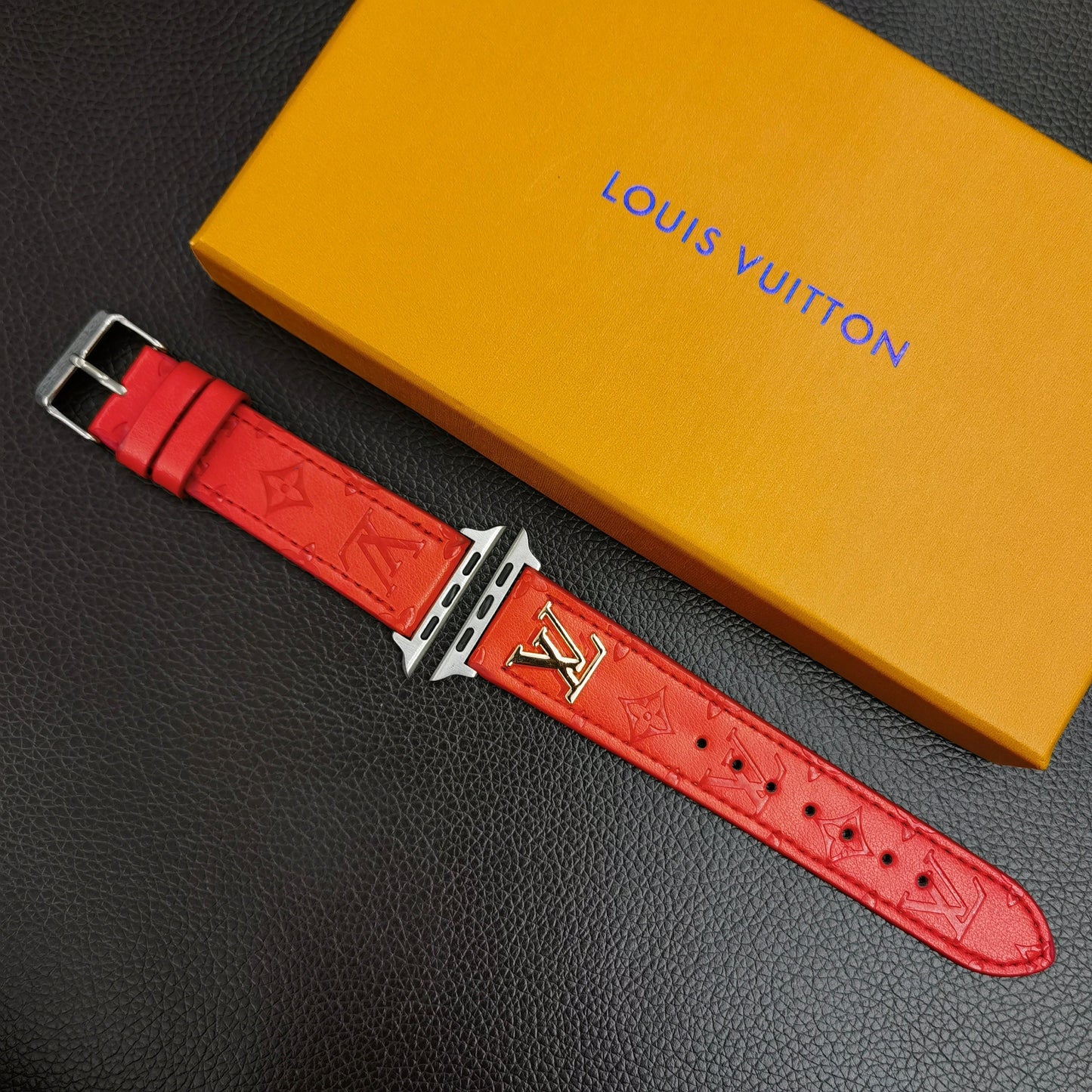 BAND METAL LOGO 3D EMBOSSED MONOGRAM LEATHER APPLE WATCH mysite