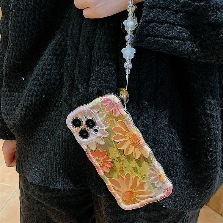 Oil Painting Daisy Flowers With Wristband For iPhone Case mysite