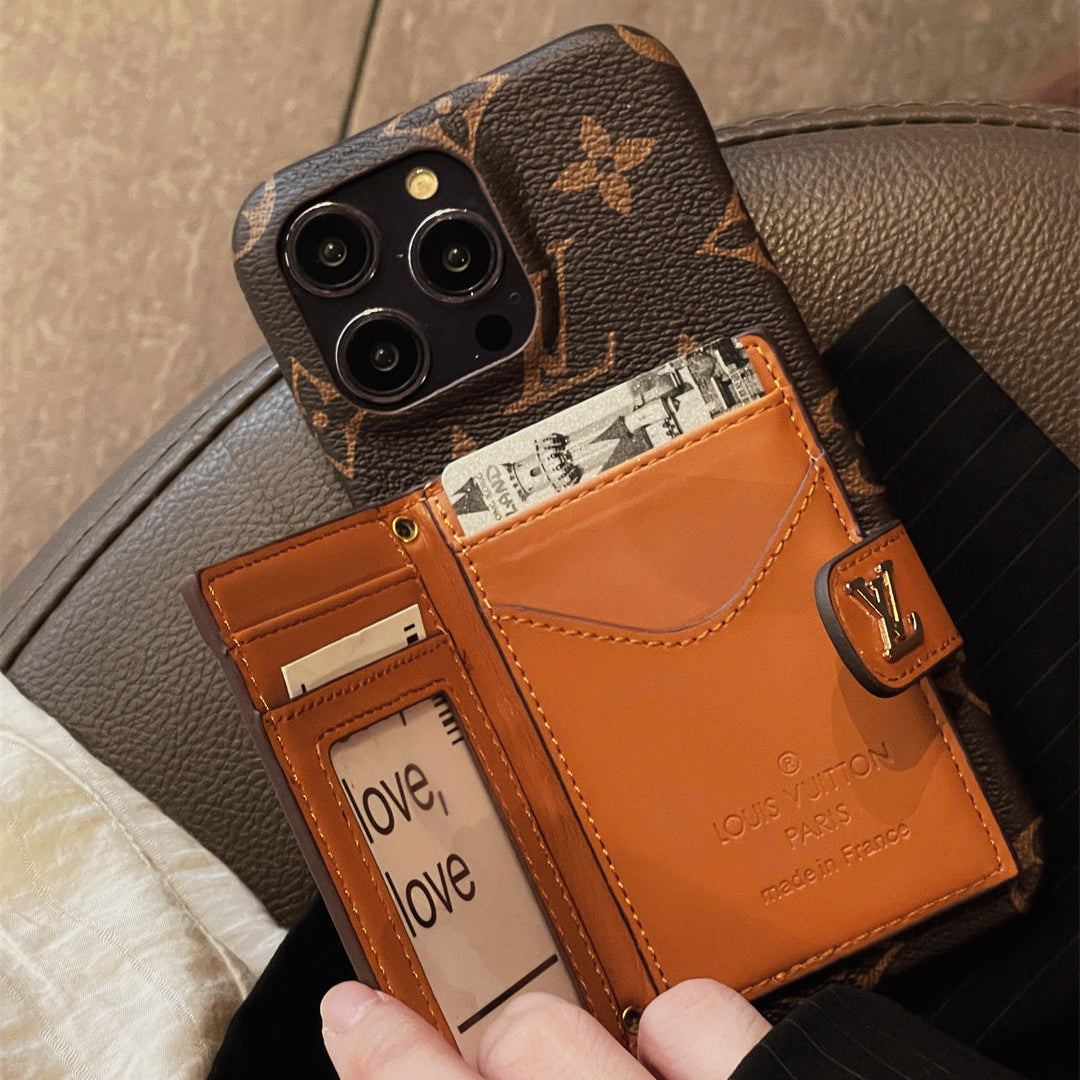 Canvas Leather Wallet Card Holder Crossbody iPhone Cases mysite