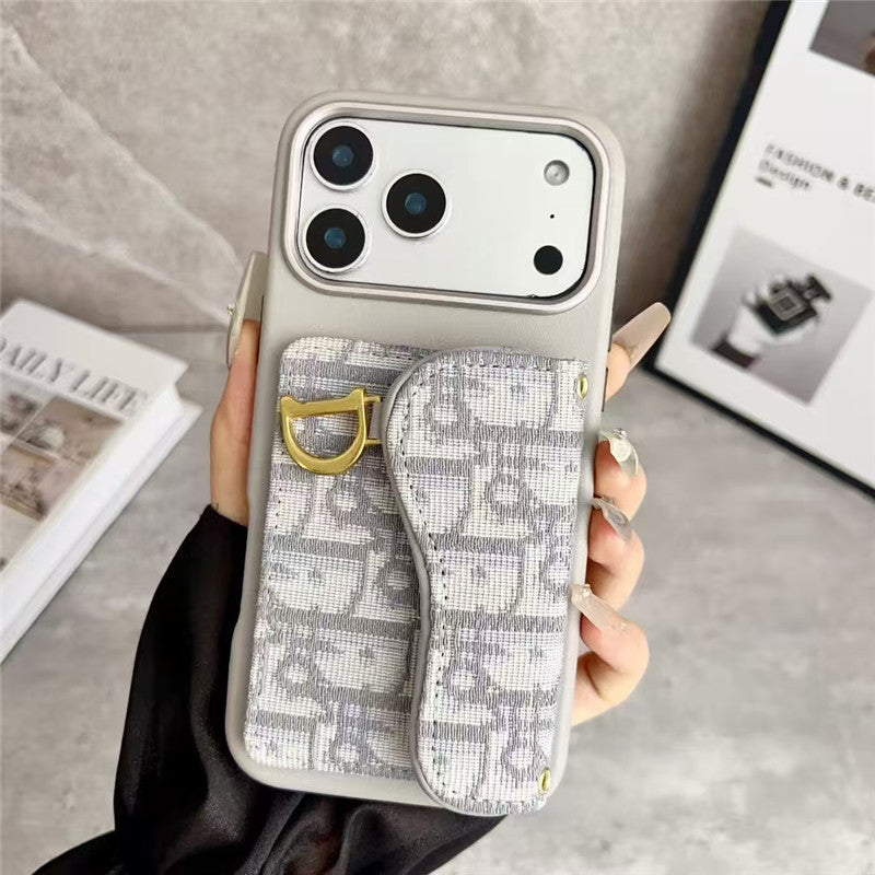 Dior Leather Phone Case With Card Holder For iPhone 17-12s mysite