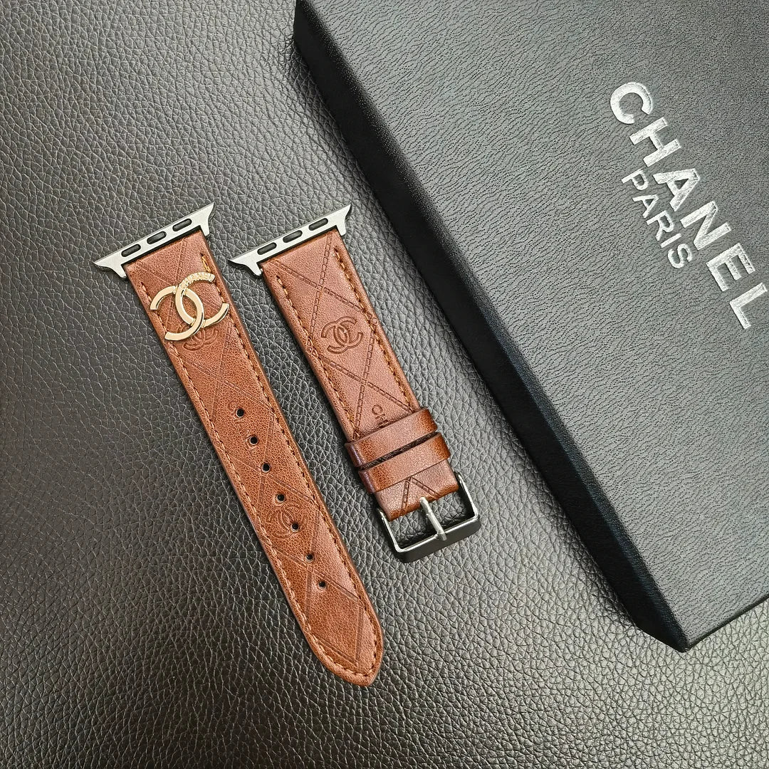 Luxury Gold Monogram 3D Embossed Leather Apple Watch Strap mysite