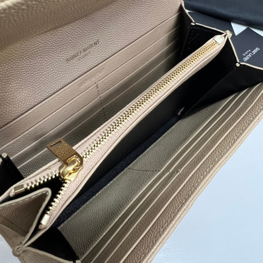 YSL Long Wallet Beige Leather Gold Tone 10772  19cm mysite